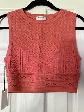 Babaton Coral-Peach Knit Cropped Tank